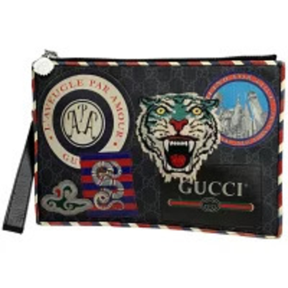 Gucci GG Supreme Night Courier Clutch Bag Canvas Black